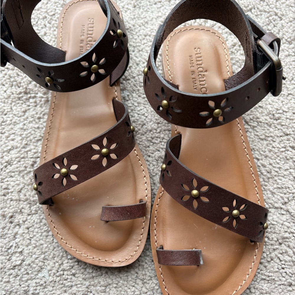 Sundance Dark Brown Floral Sandals - Picture 2 of 6